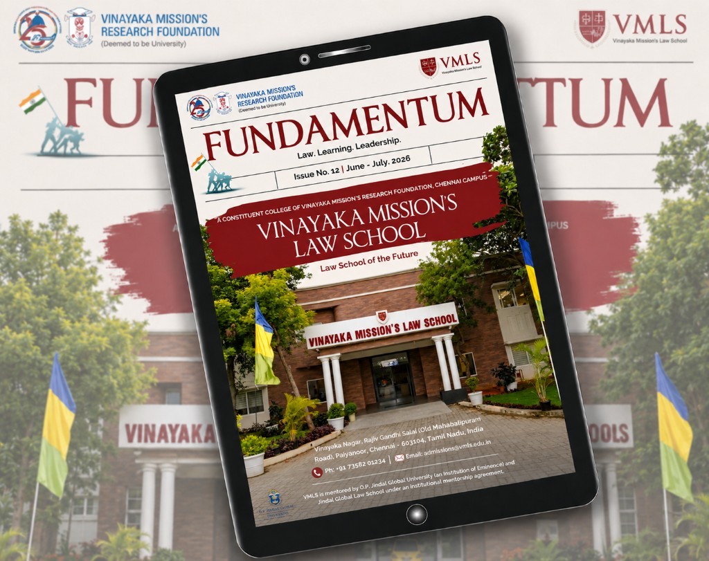 Fundamentum newsletter Issue 12 June to July 2026 cover, Vinayaka Mission's Law School